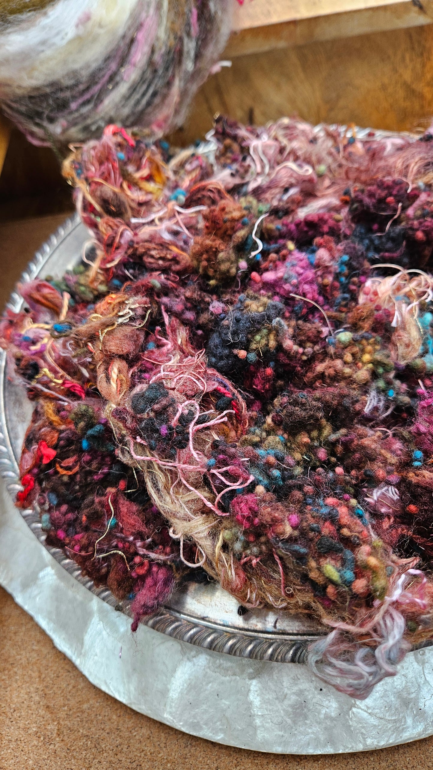 GARDEN DUSK - Hand-Dyed Texture Blend for art yarn embellishing, texture blending, felting, mixed media, and fiber art - 4 ounces | 114 grams