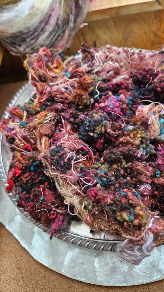 GARDEN DUSK - Hand-Dyed Texture Blend for art yarn embellishing, texture blending, felting, mixed media, and fiber art - 4 ounces | 114 grams