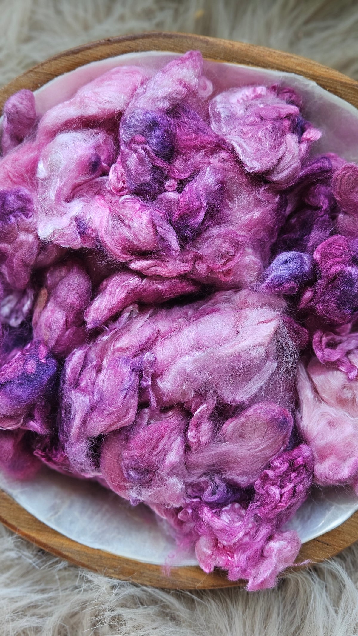 Mixed Berry - hand-dyed fine wool and silky bamboo mill ends - 5 oz |  142 g