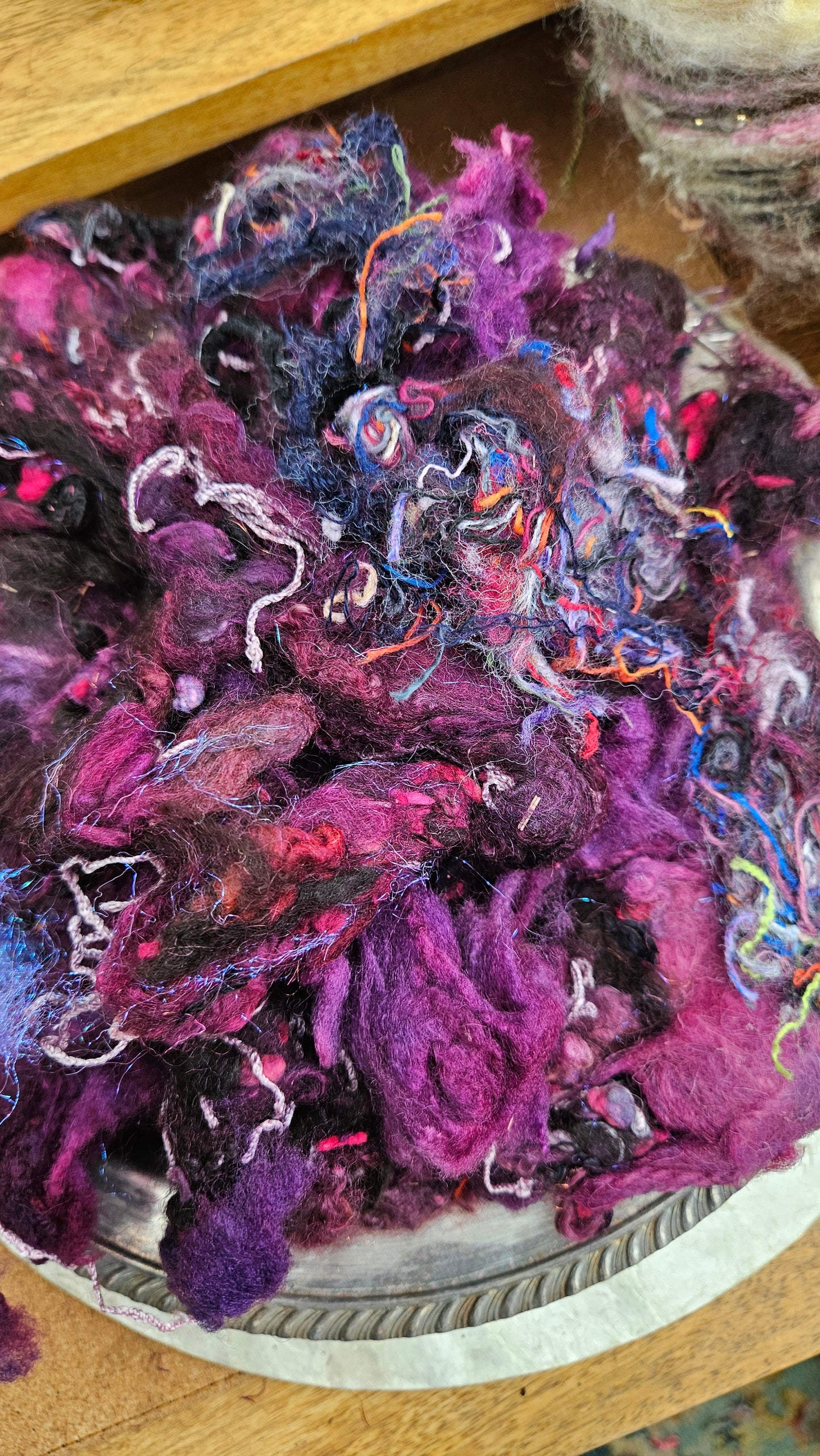 MIDNIGHT SUN - Hand-Dyed Texture Blend for art yarn embellishing, texture blending, felting, mixed media, and fiber art - 4 ounces | 114 grams