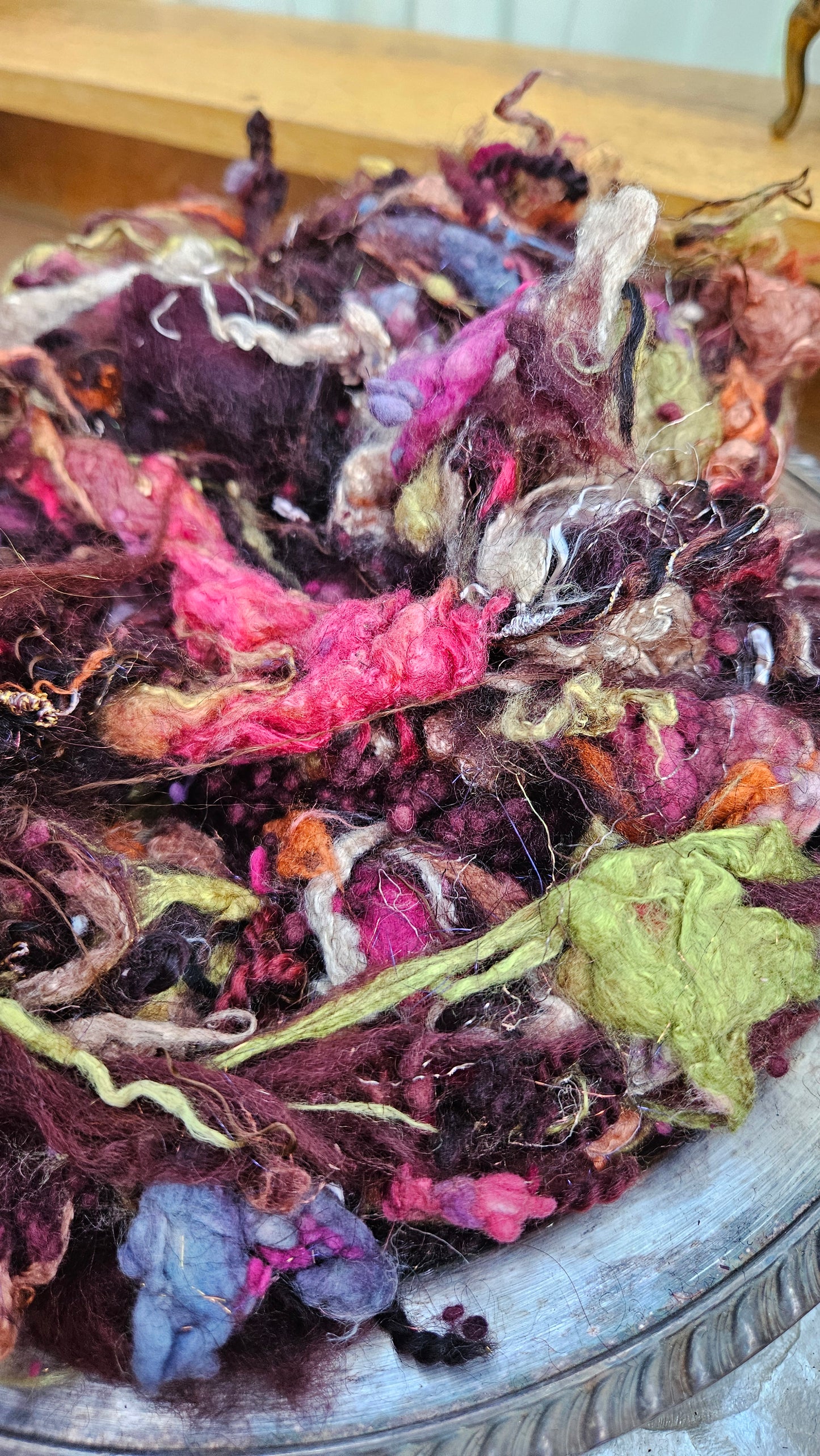 BOG WOOD - Hand-Dyed Alpaca Bamboo Texture Blend for art yarn embellishing, texture blending, felting, mixed media, and fiber art - 4 ounces | 114 grams