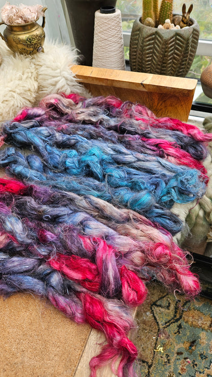 UNICORN - rare hand-dyed hemp top for carding into art batts - 2 ounces | 57 grams