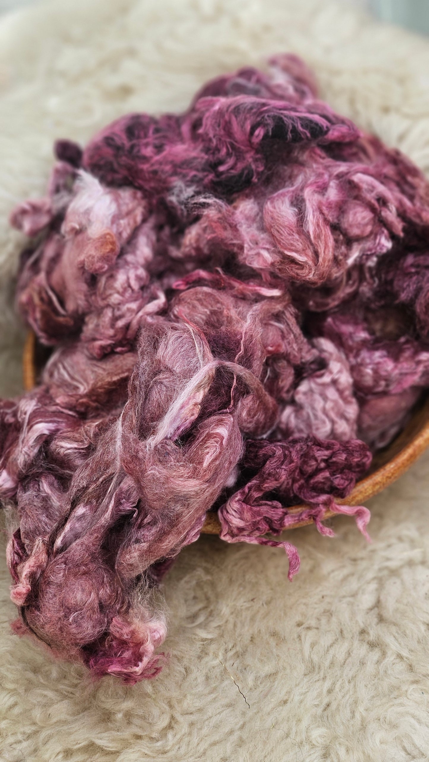 BLACK RASPBERRY - hand-dyed extra fine wool and silky bamboo dense cloud recycled mill ends - 5 oz |  142 g