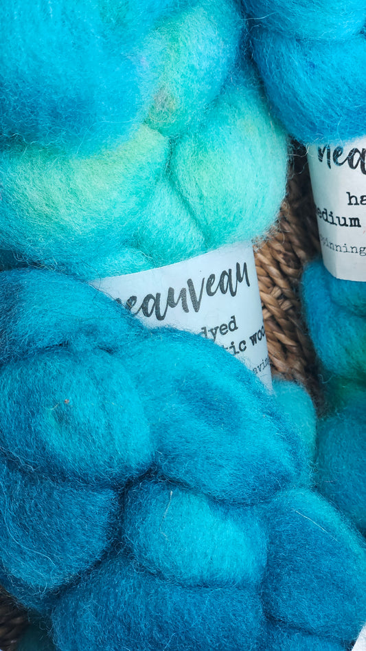 Bluebird - hand dyed domestic wool roving for felting and blending - 2 ounces | 57 grams