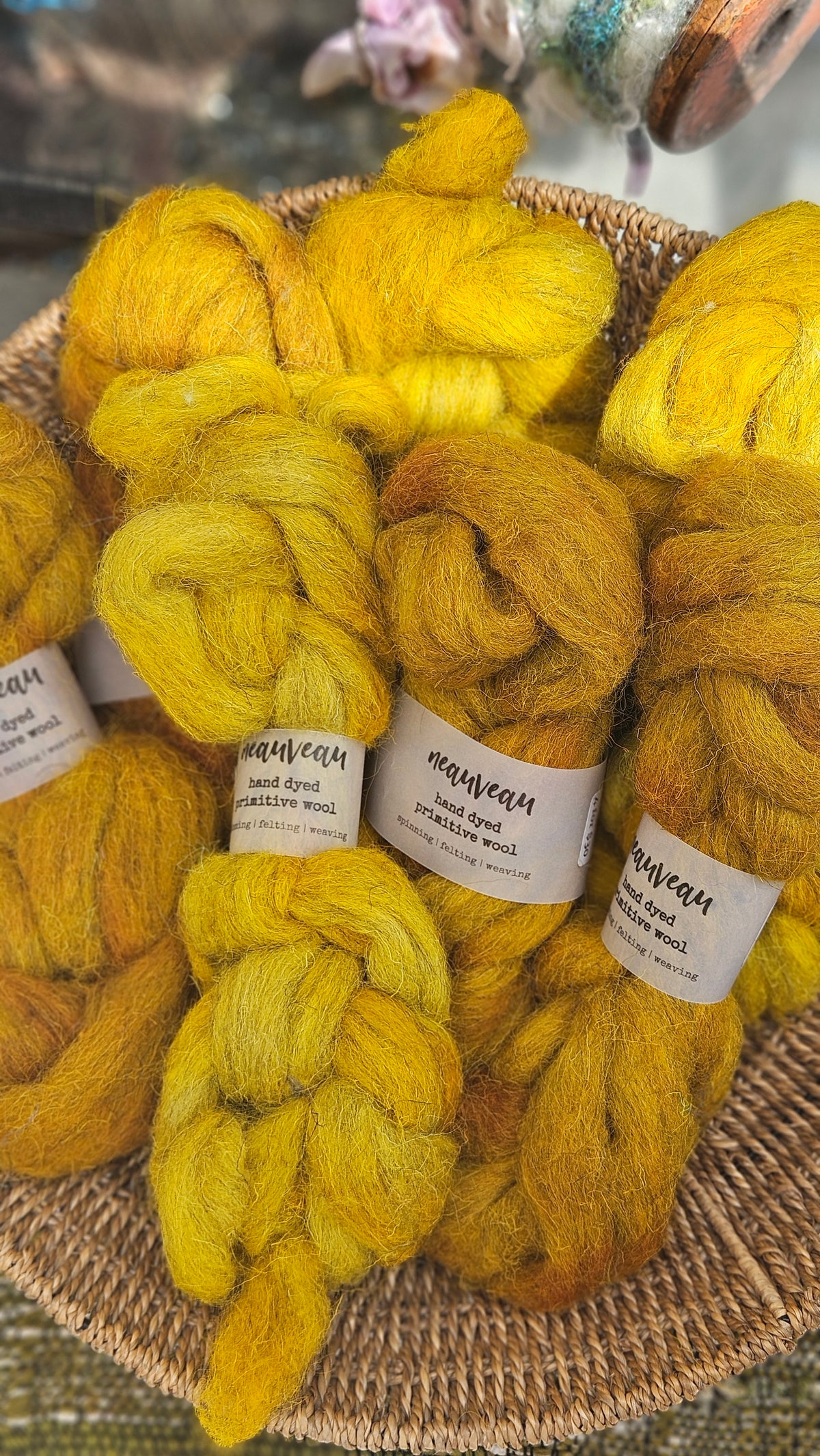 Tallow - primitive hand dyed wool roving for felting and blending - 2 ounces | 57 grams