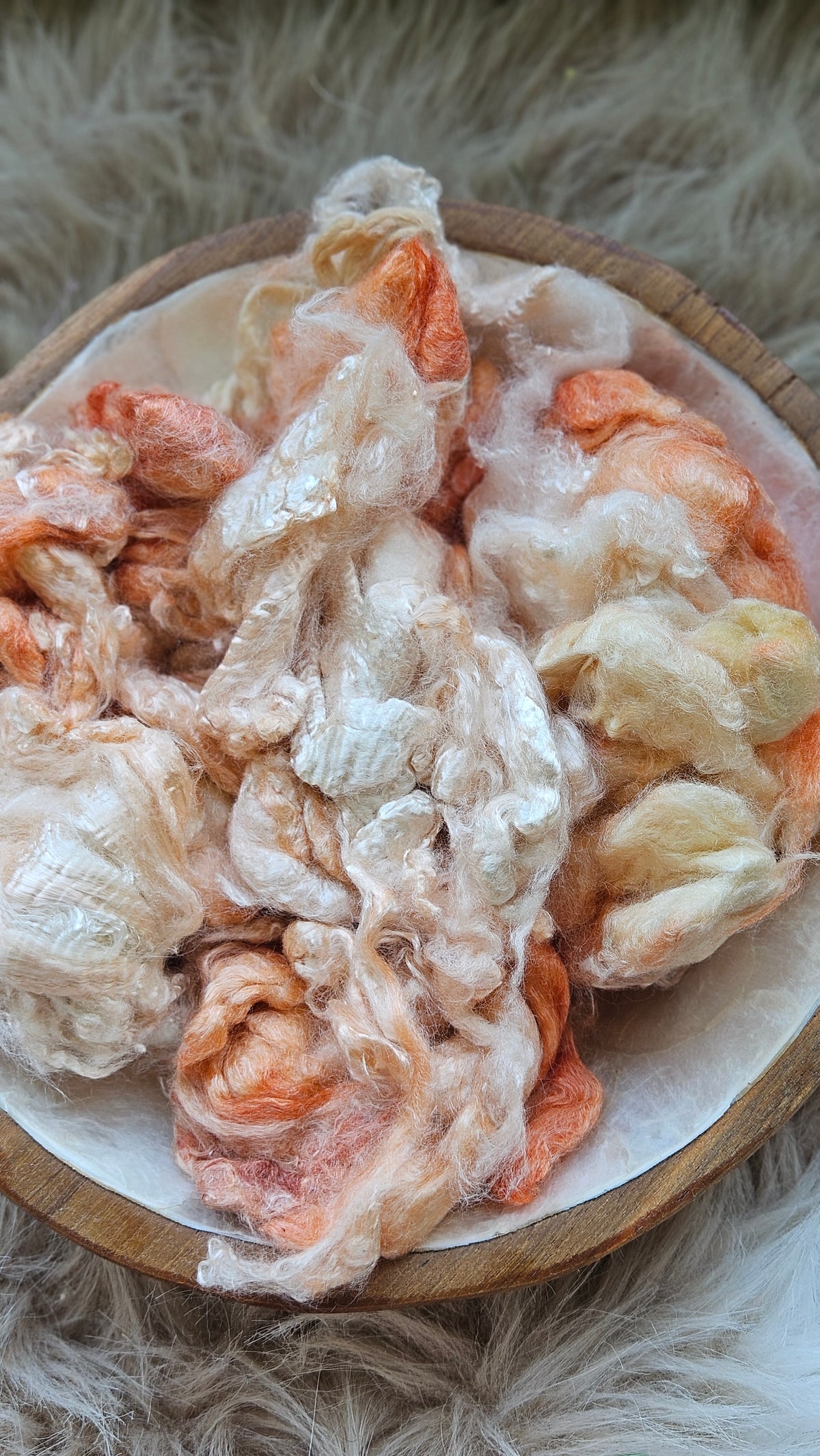 Blood Orange - hand-dyed fine wool and silky bamboo mill ends - 5 oz |  142 g