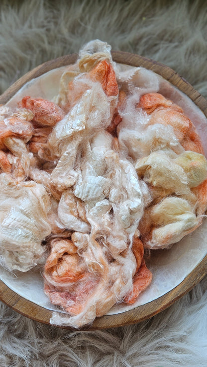 Blood Orange - wool & bamboo blend for spinning & felting - 5 oz |  142 g