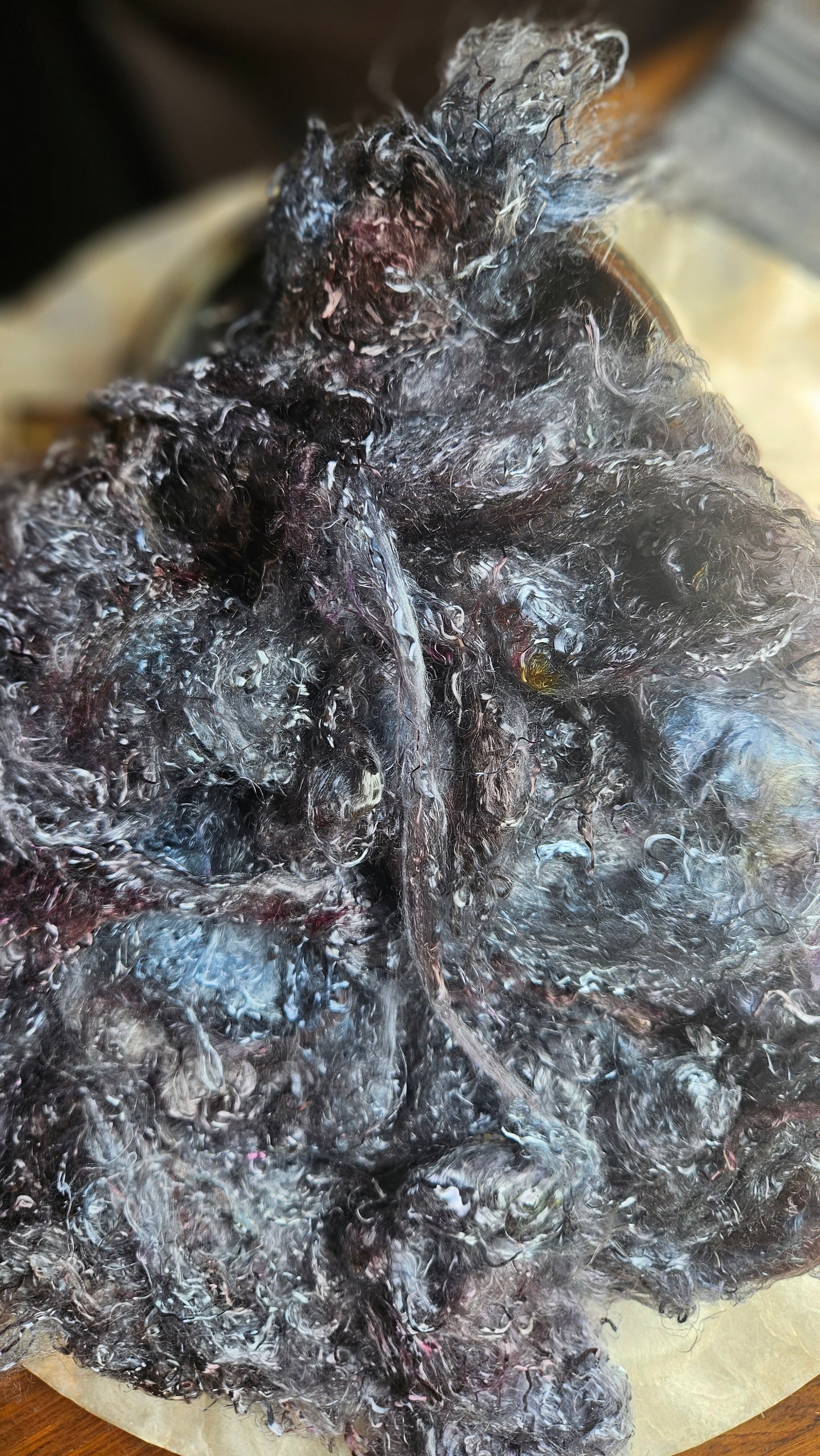 CASSITERITE - hand-dyed eucalyptus crimp faux-silk for art yarn embellishing, fiber blending, felting, and papermaking - 2 oz | 57 g