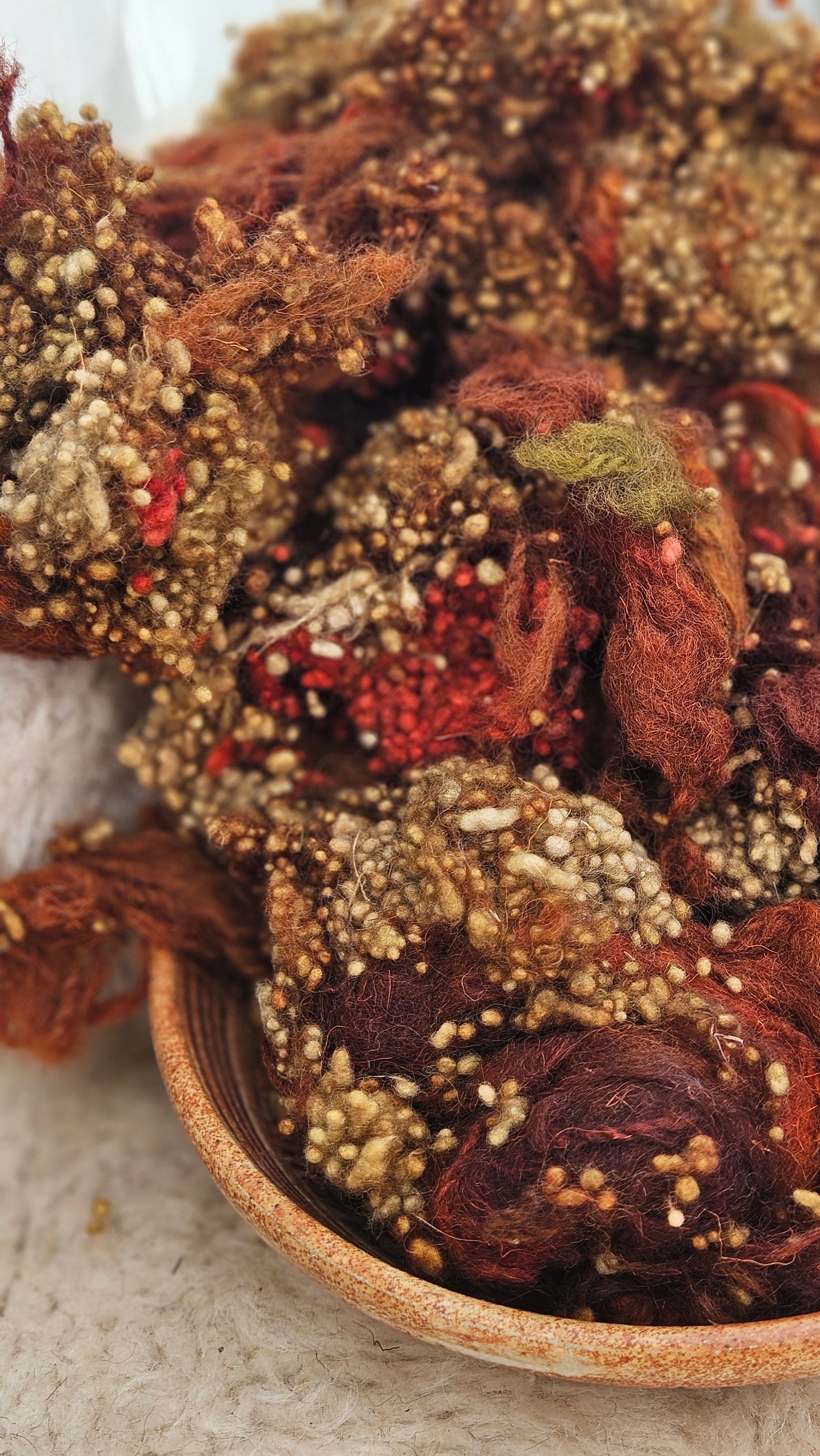 PRAIRIE FIELDS - Hand-Dyed Recycled Wool Texture Blend for art yarn embellishing, texture blending, felting, mixed media, and fiber art - 4 ounces | 114 grams