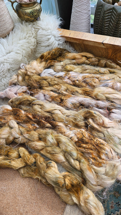 TRISTAN - rare hand-dyed hemp top for carding into art batts - 2 ounces | 57 grams