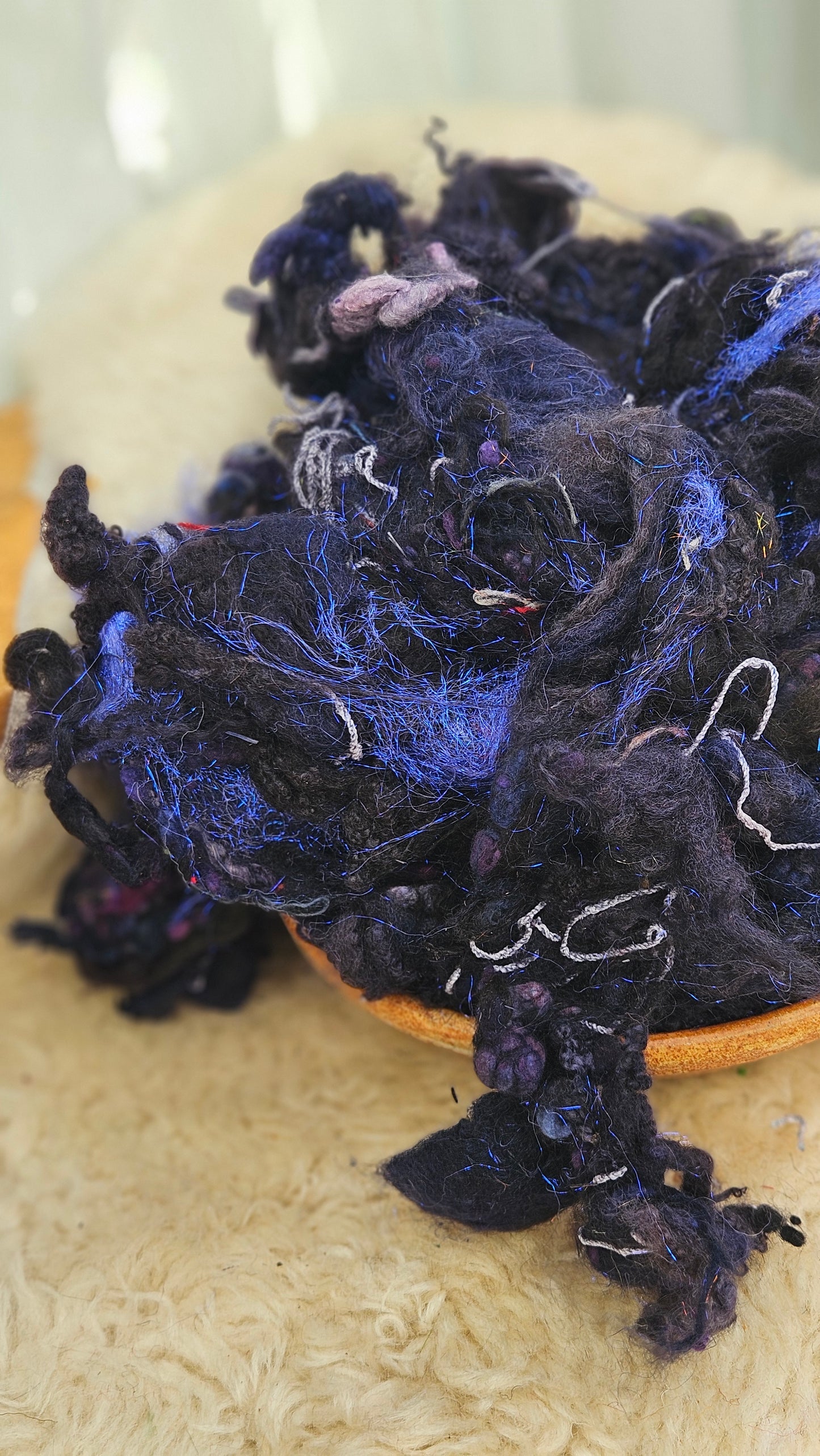 STORMFRONT - Hand-Dyed Alpaca Bamboo Texture Blend for art yarn embellishing, texture blending, felting, mixed media, and fiber art - 4 ounces | 114 grams