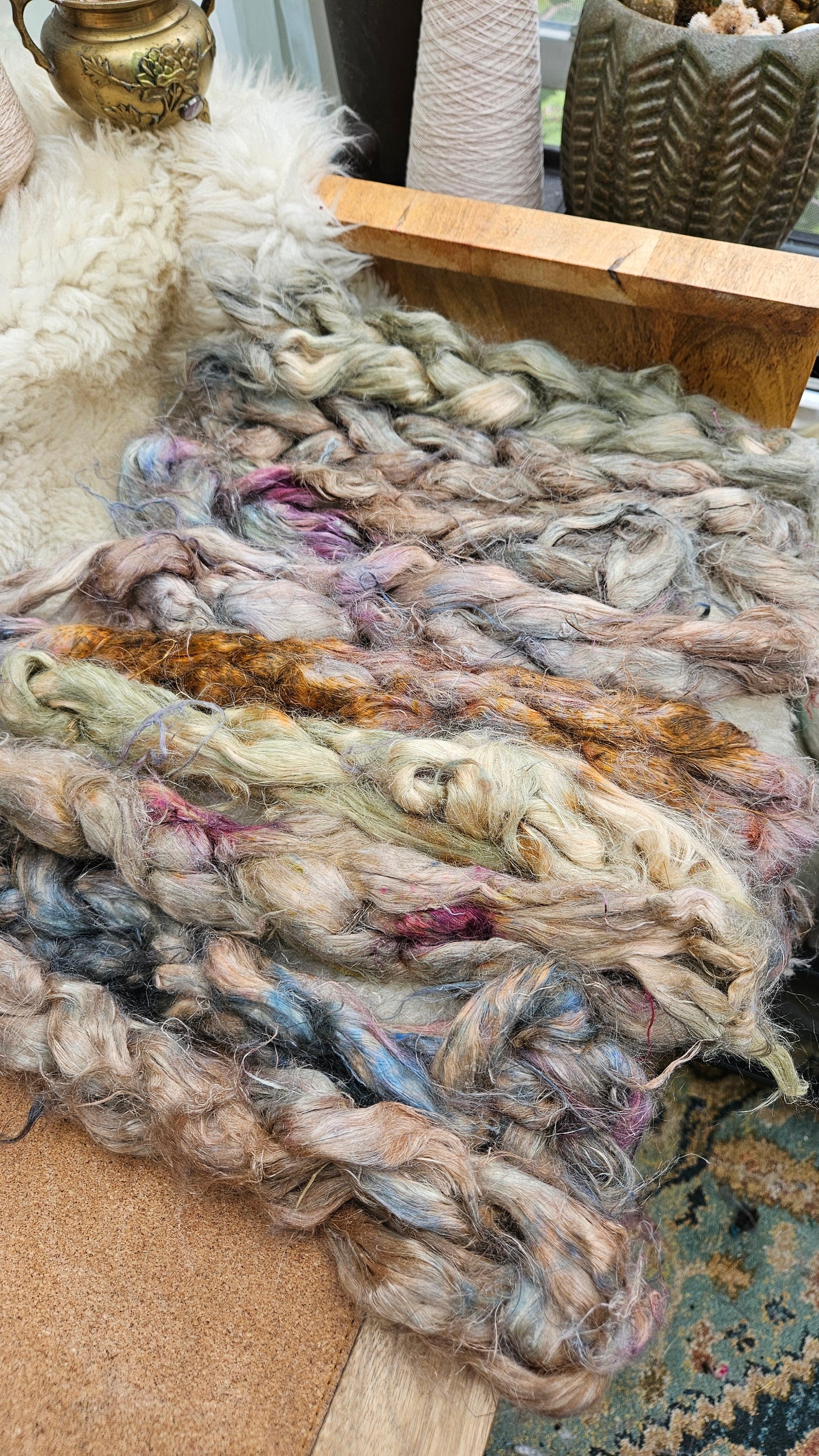 ARTHUR Hand-Dyed Fine Hemp for fiber art, texture blending, and papermaking - 2 ounces | 57 grams