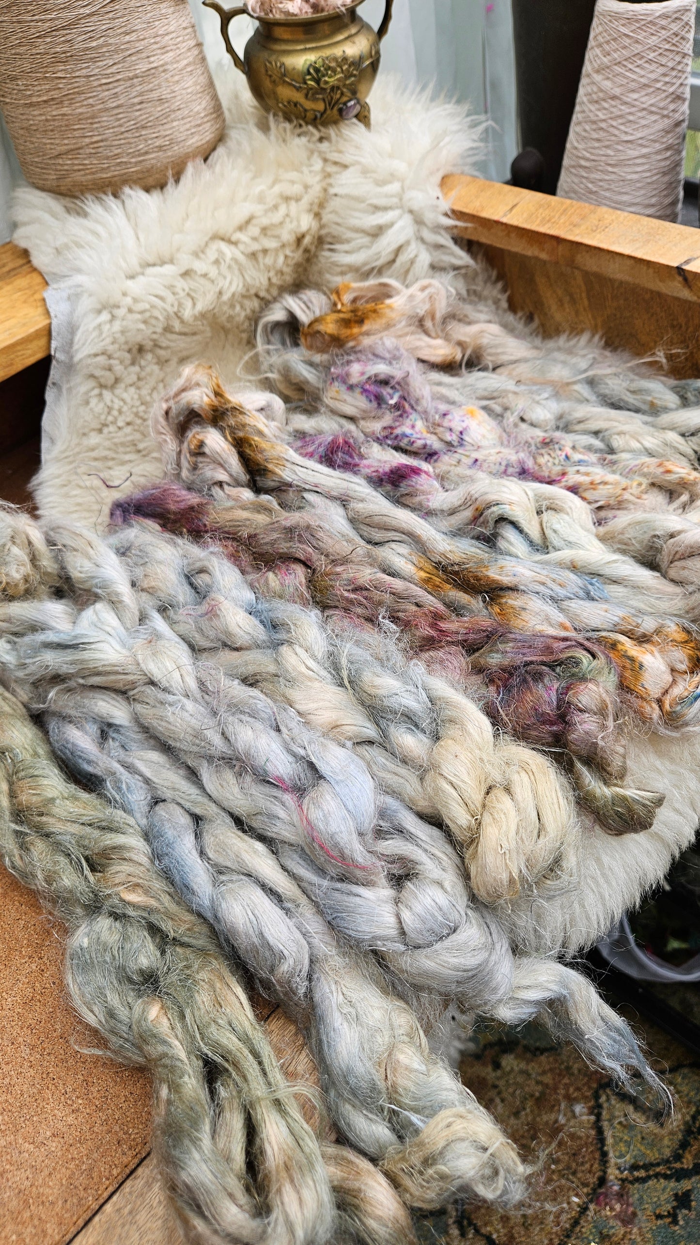 GUINEVERE Hand-Dyed Fine Hemp for fiber art, texture blending, and papermaking - 2 ounces | 57 grams