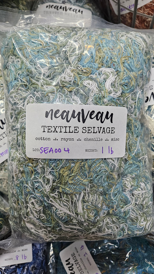 SEASHORE - textile selvedge for rug and art weaving and art yarn - SEA004 (1 lb)
