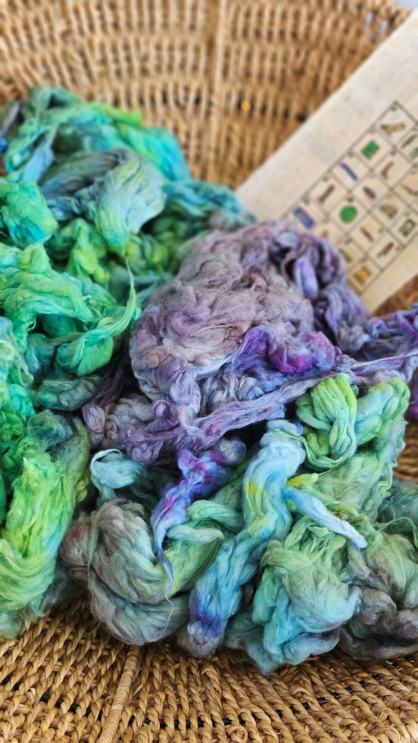 OSIRIS Hand-Dyed Organic Extra Fine Cotton Noil for fiber art, texture blending, and papermaking - 1 ounce | 28 grams