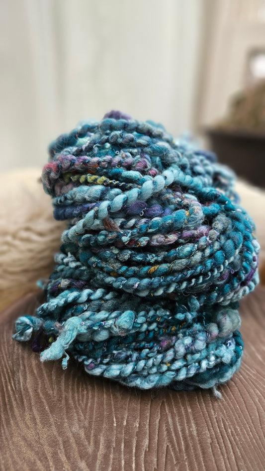 MERMAID LAGOON - Bulky Handspun Art Yarn XL Skein - 33 yards | 6.6 ounces | 187 grams