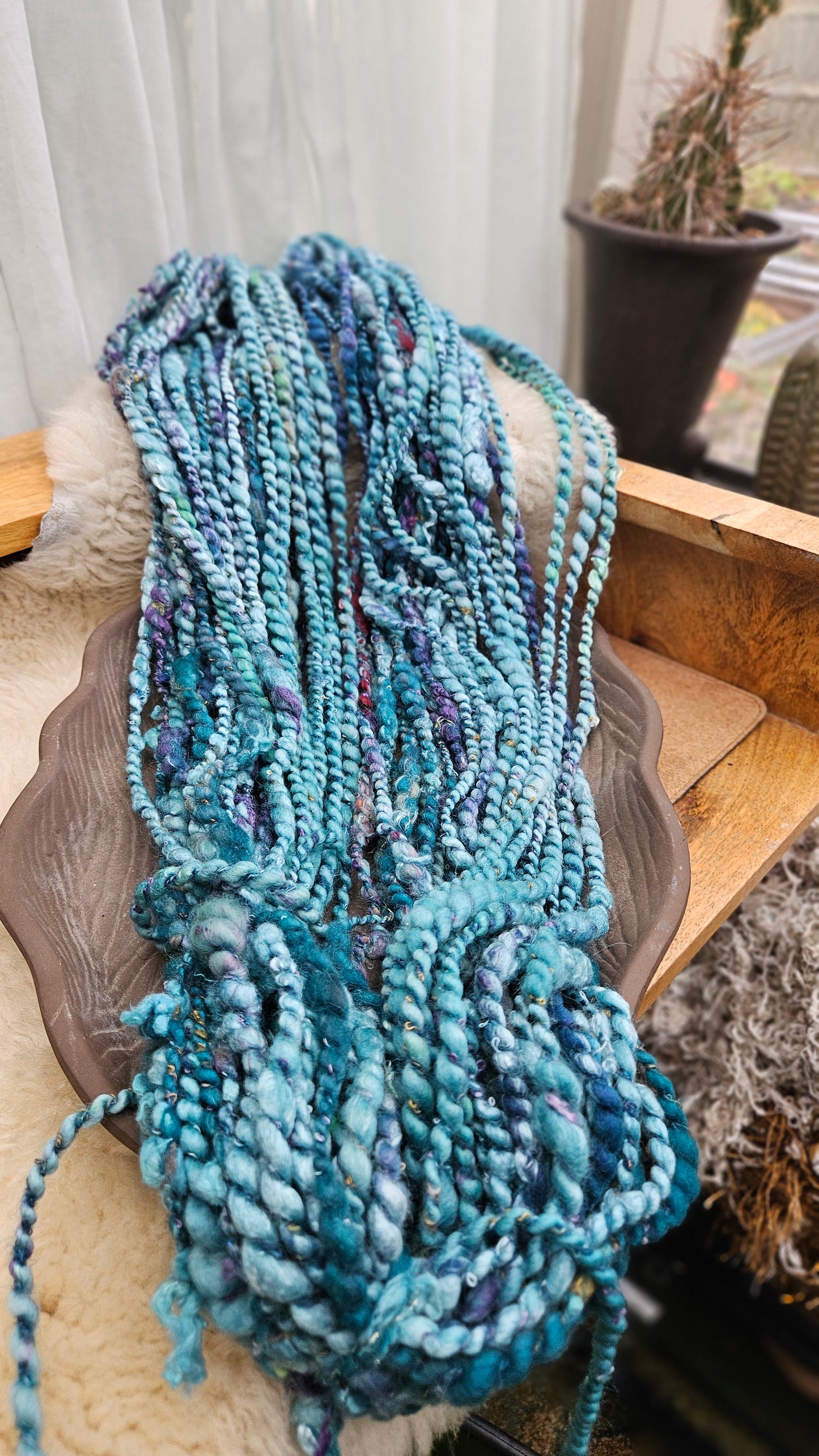 MERMAID LAGOON - Bulky Handspun Art Yarn XL Skein - 33 yards | 6.6 ounces | 187 grams