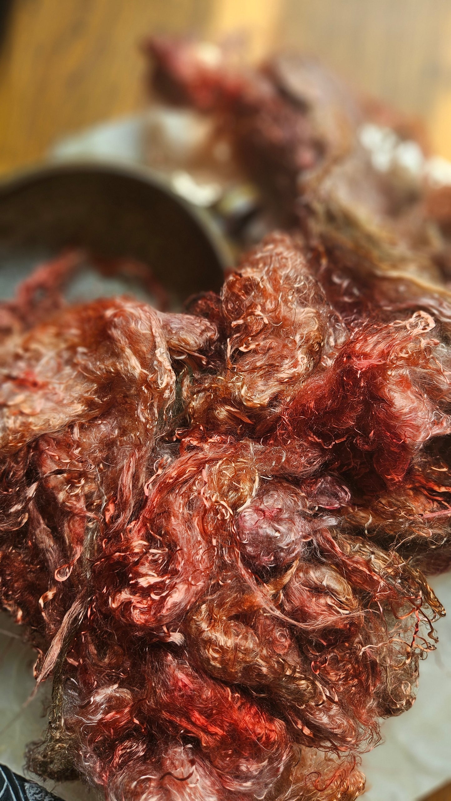 RUBELLITE - hand-dyed eucalyptus crimp faux-silk for art yarn embellishing, fiber blending, felting, and papermaking - 2 oz | 57 g