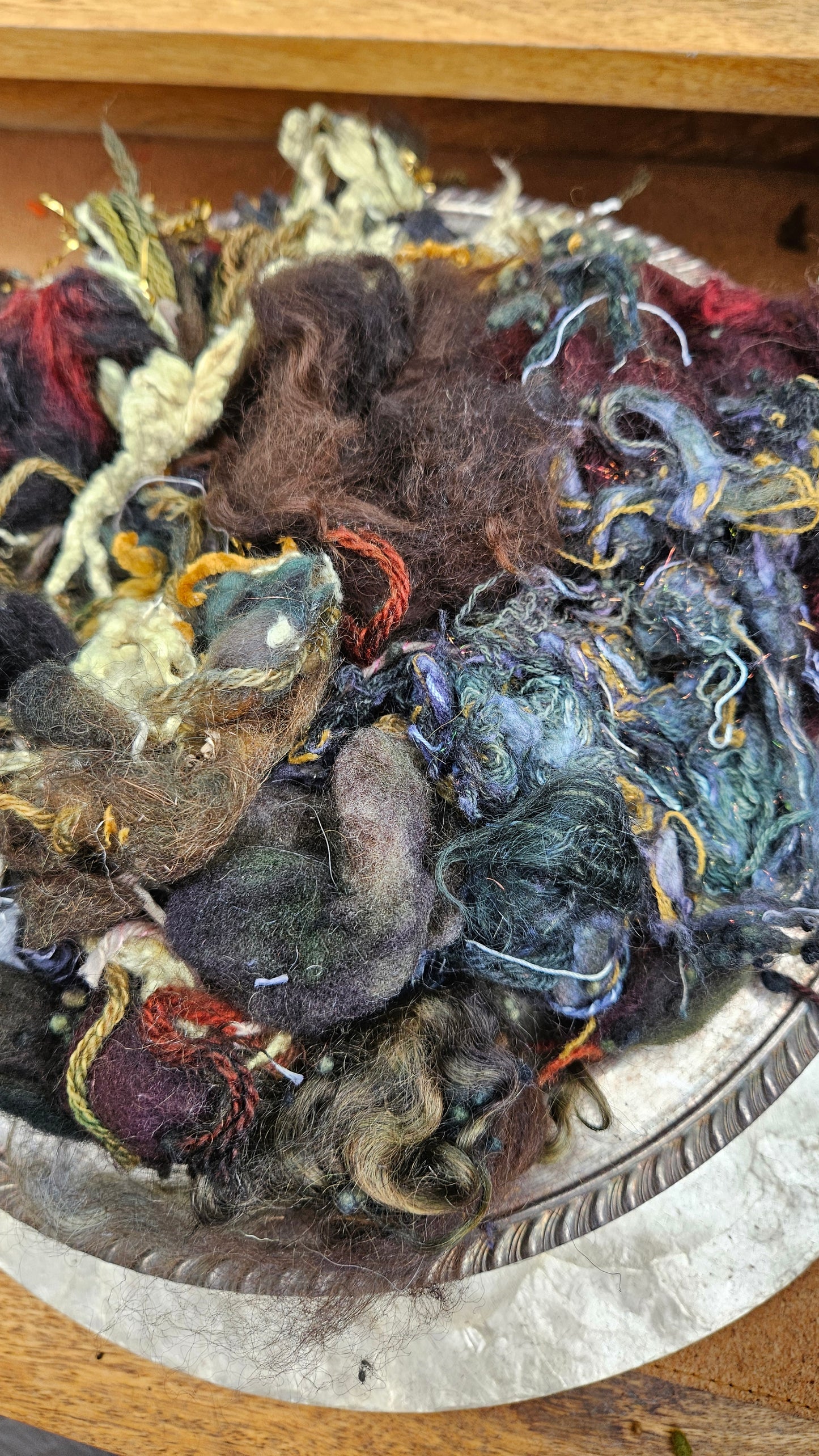 LUNAR ECLIPSE - Hand-Dyed Alpaca Bamboo Texture Blend for art yarn embellishing, texture blending, felting, mixed media, and fiber art - 4 ounces | 114 grams