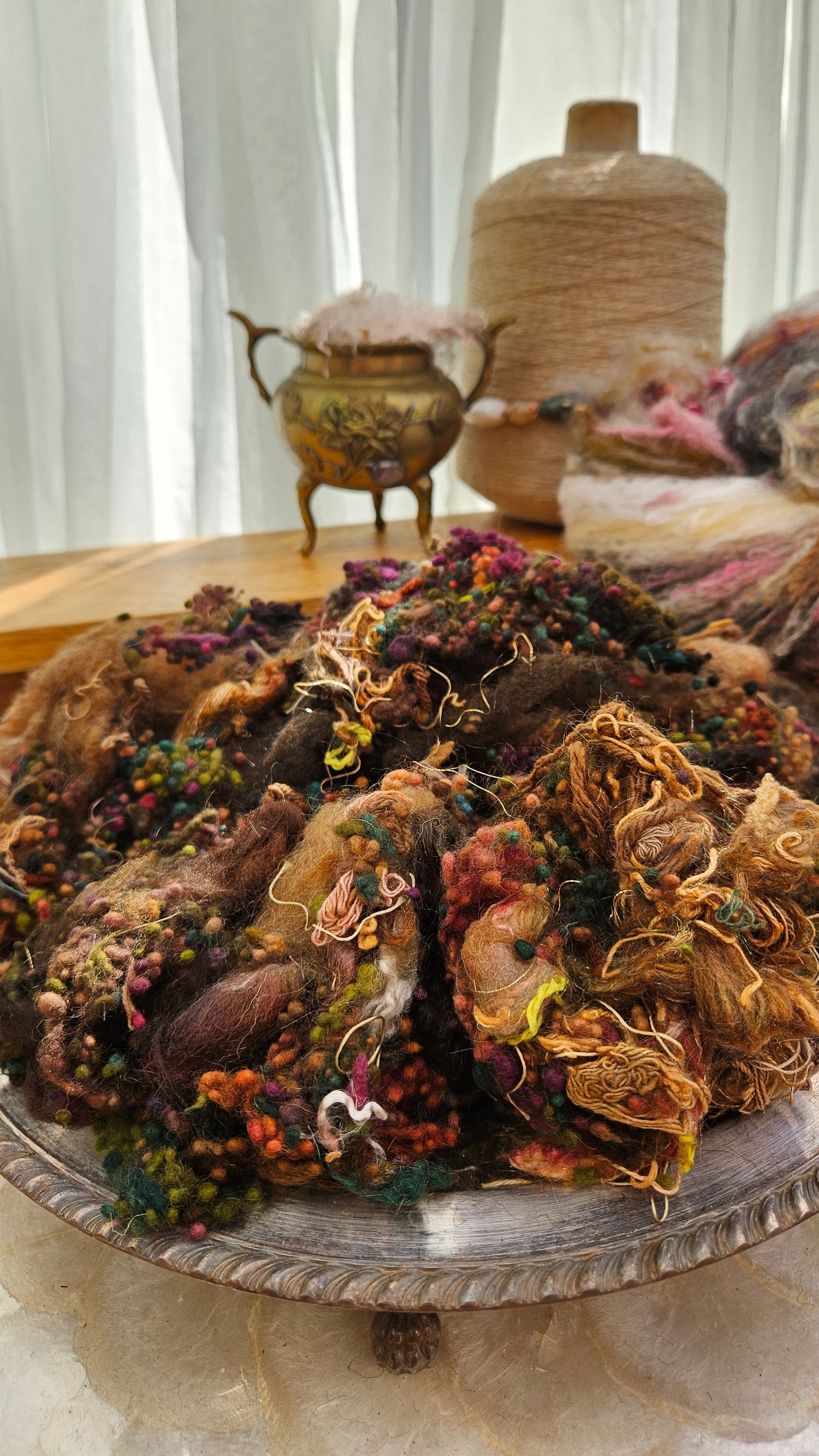 MARSHLANDS - Hand-Dyed Texture Blend for art yarn embellishing, texture blending, felting, mixed media, and fiber art - 4 ounces | 114 grams