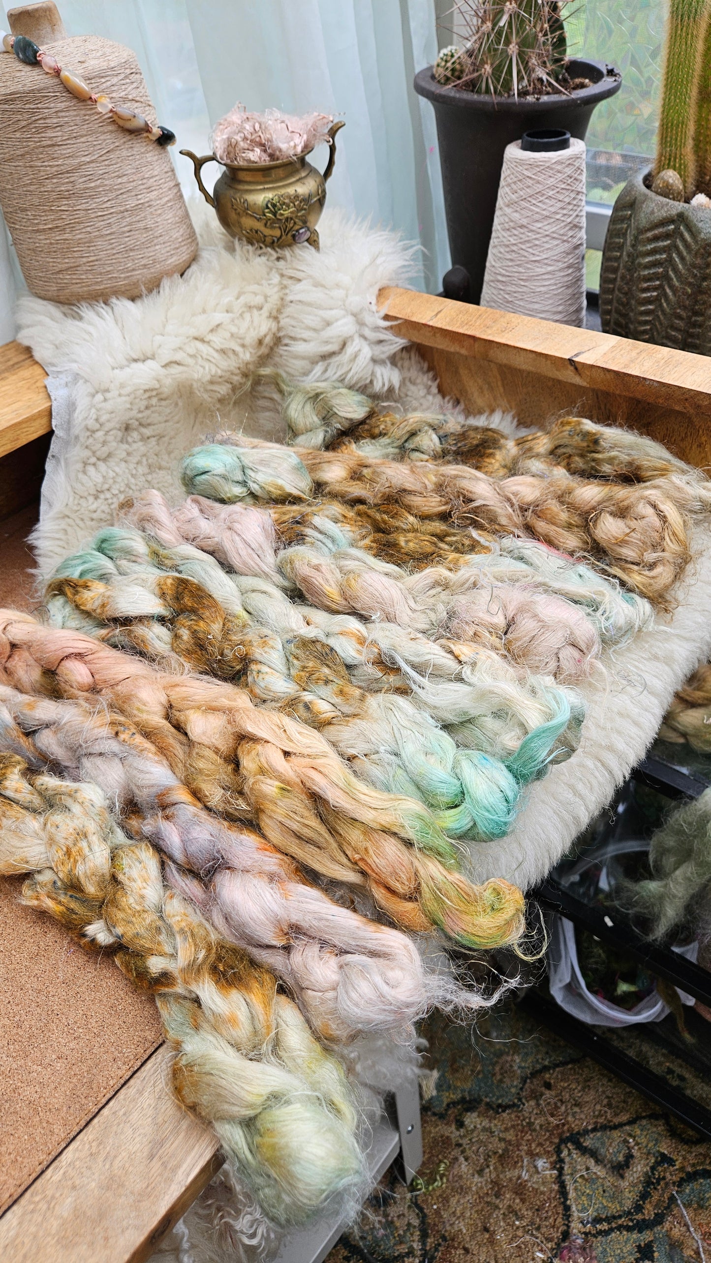 GRIFFIN Hand-Dyed Fine Hemp for fiber art, texture blending, and papermaking - 2 ounces | 57 grams