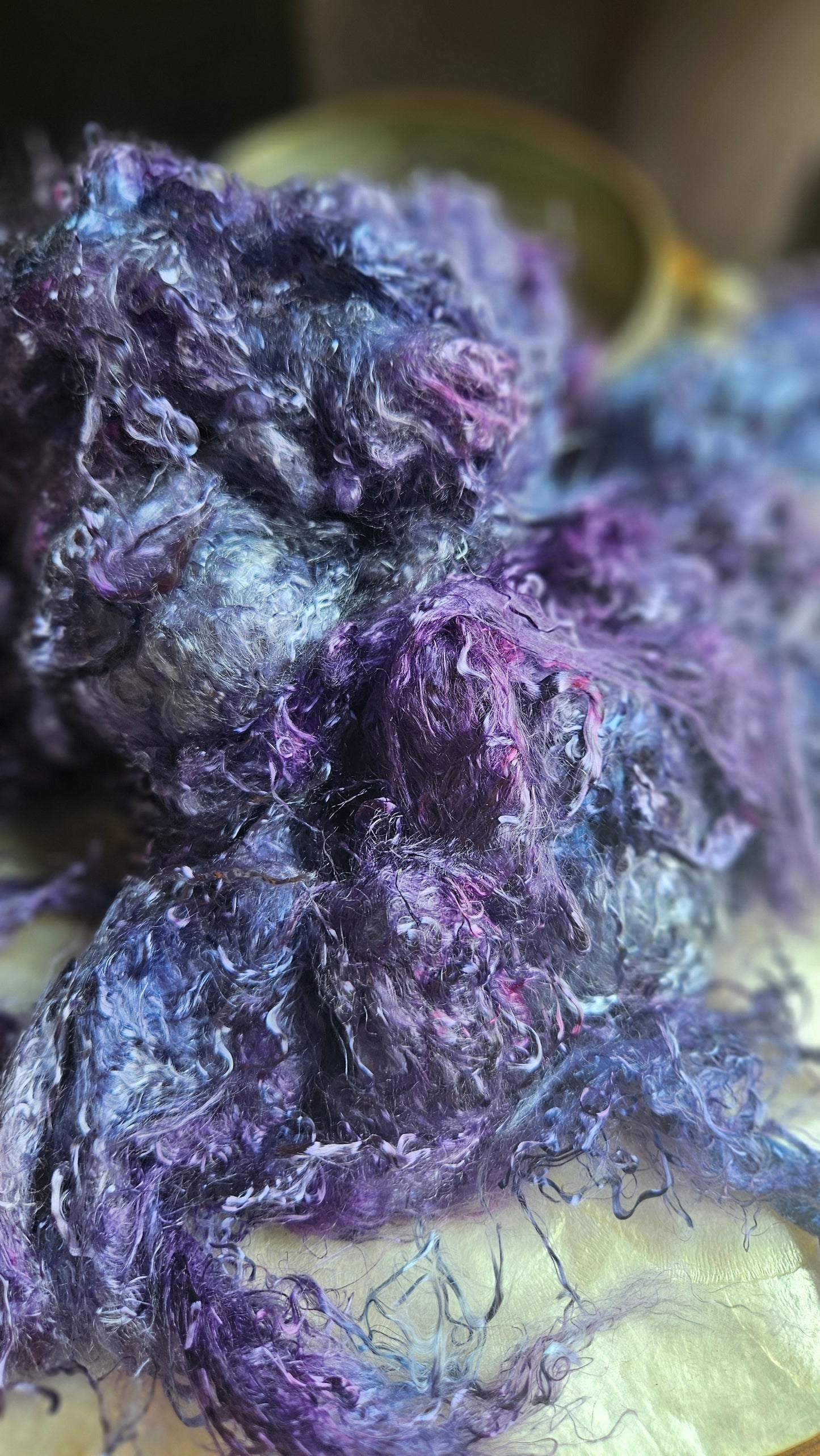 SUGILITE - hand-dyed eucalyptus crimp faux-silk for art yarn embellishing, fiber blending, felting, and papermaking - 2 oz | 57 g