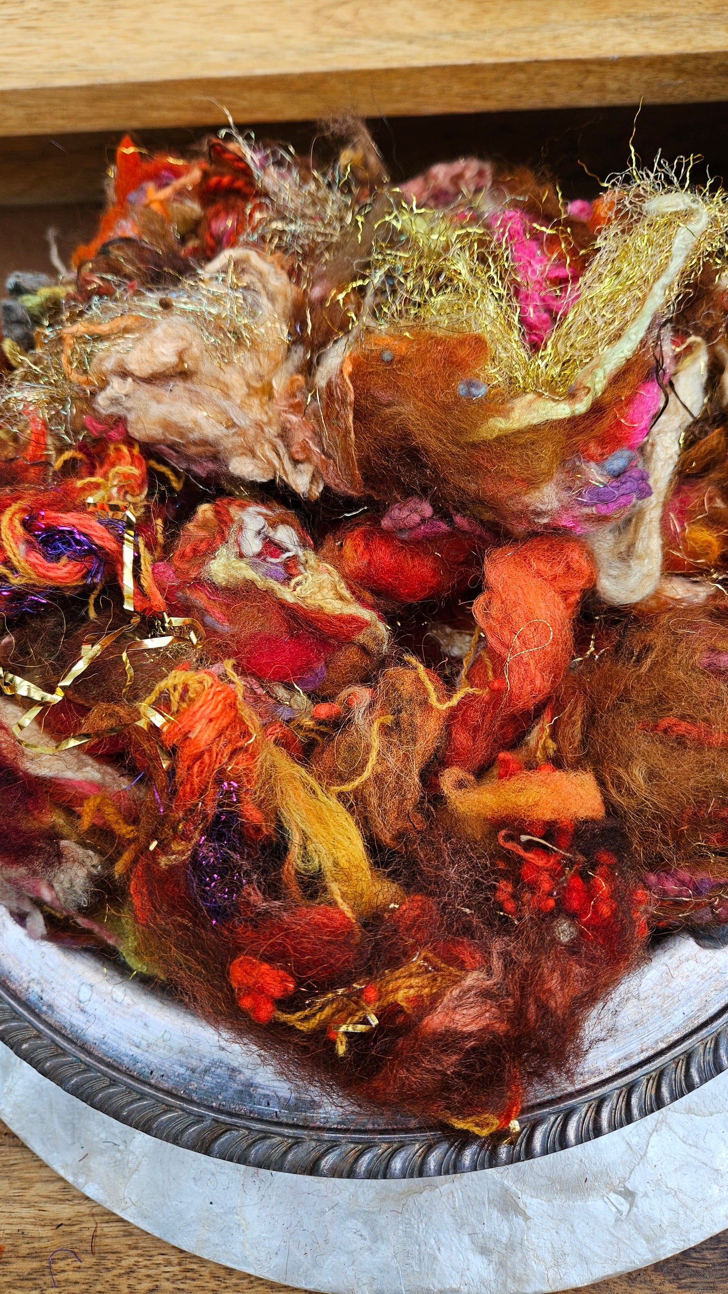 GOLDEN HOUR - Hand-Dyed Alpaca Bamboo Texture Blend for art yarn embellishing, texture blending, felting, mixed media, and fiber art - 4 ounces | 114 grams