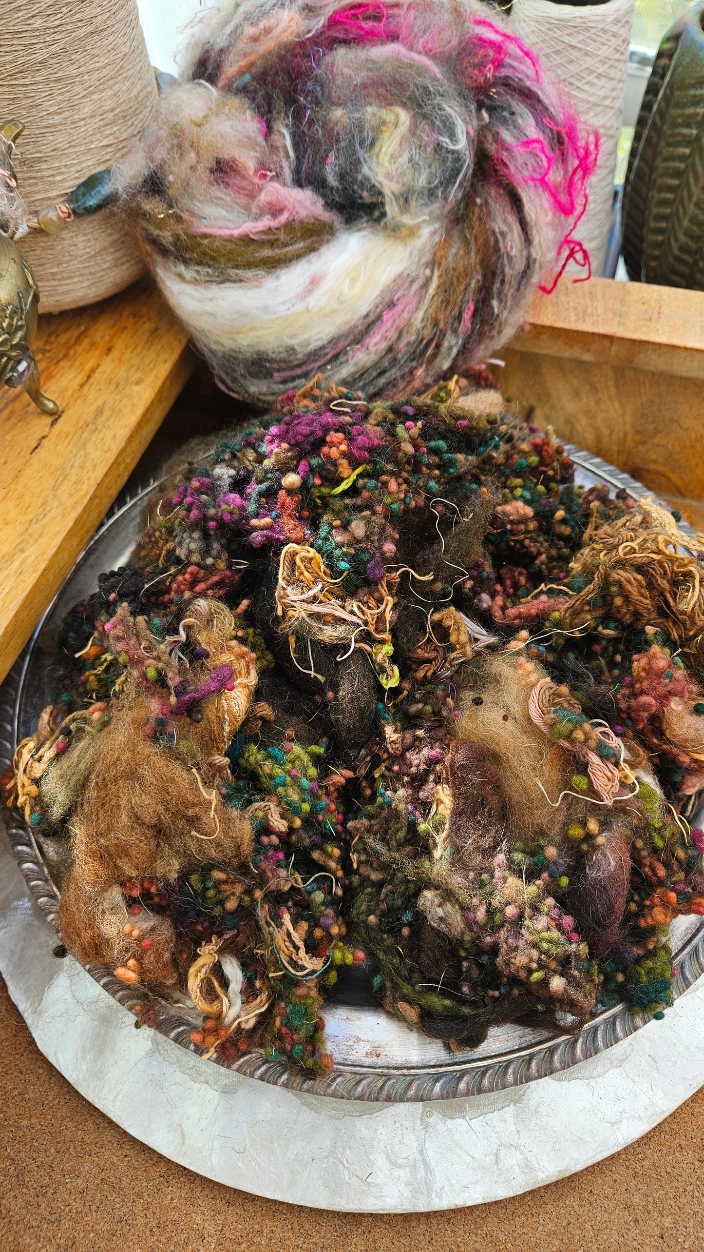 MARSHLANDS - Hand-Dyed Texture Blend for art yarn embellishing, texture blending, felting, mixed media, and fiber art - 4 ounces | 114 grams