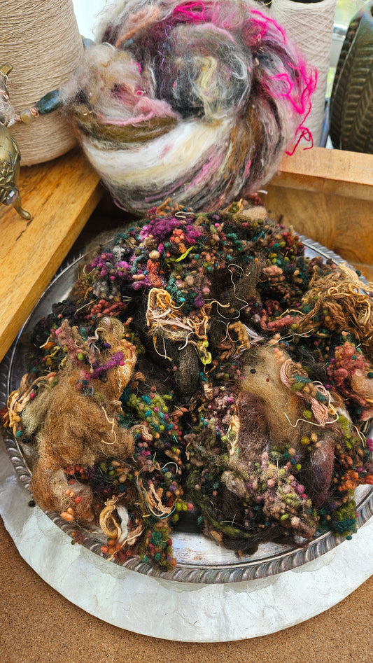 MARSHLANDS - Hand-Dyed Texture Blend for art yarn embellishing, texture blending, felting, mixed media, and fiber art - 4 ounces | 114 grams