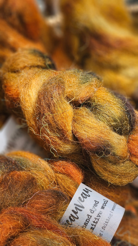 Hearthstone - primitive hand dyed wool roving for felting and blending - 2 ounces | 57 grams