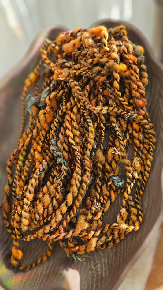 ASH + APRICOT - Bulky Handspun Art Yarn XL Skein - 24 yards | 2 ounces | 57 grams