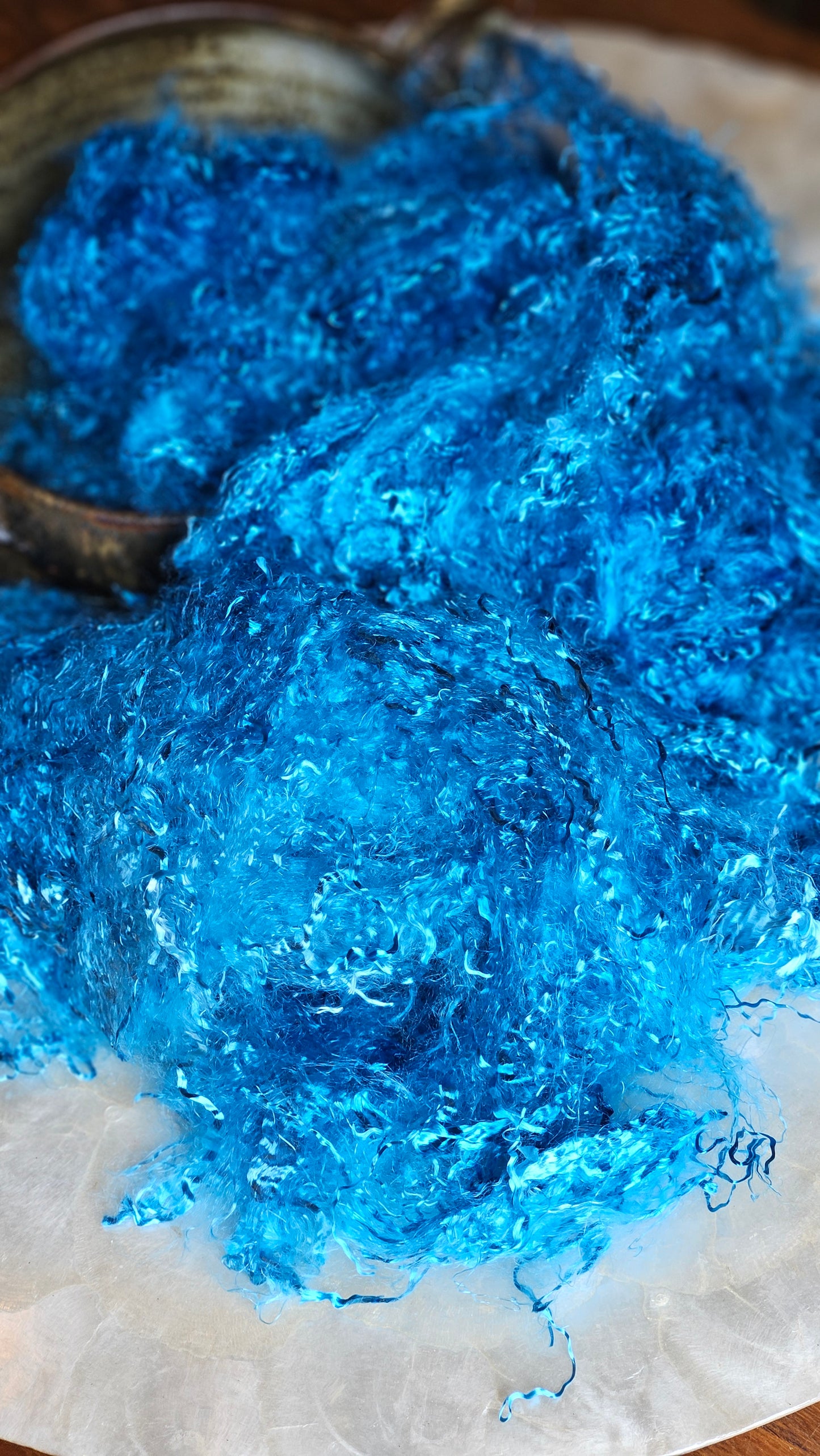 CERUSSITE - hand-dyed eucalyptus crimp faux-silk for art yarn embellishing, fiber blending, felting, and papermaking - 2 oz | 57 g