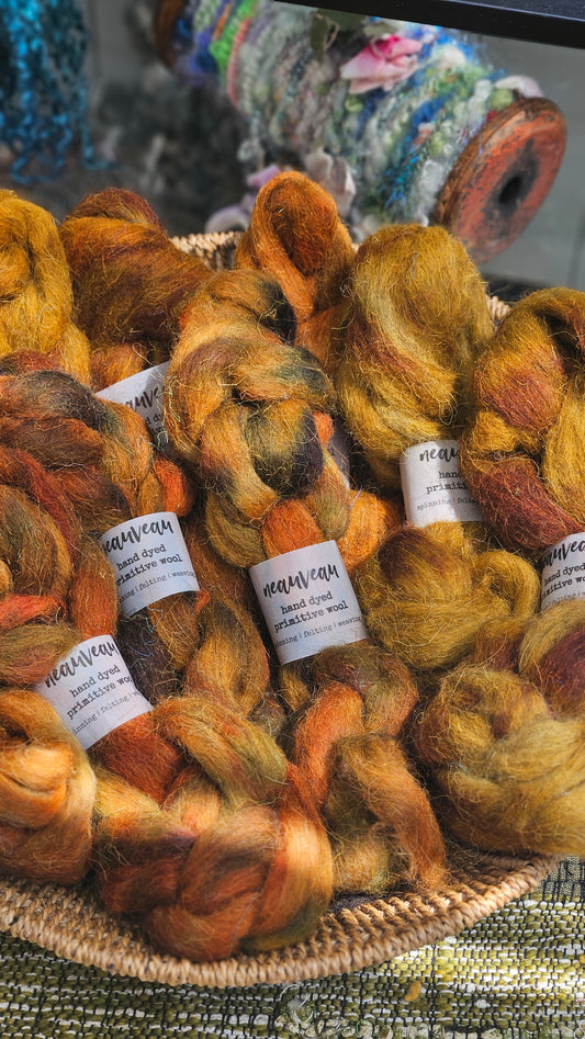 Hearthstone - primitive hand dyed wool roving for felting and blending - 2 ounces | 57 grams