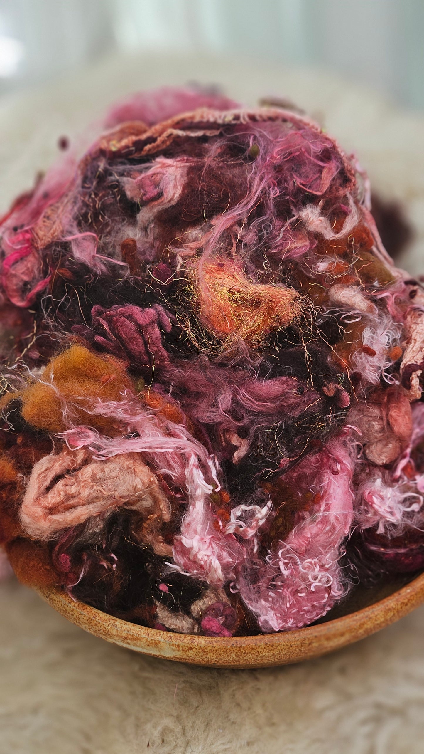 BUDBREAK - Hand-Dyed Alpaca Bamboo Texture Blend for art yarn embellishing, texture blending, felting, mixed media, and fiber art - 4 ounces | 114 grams