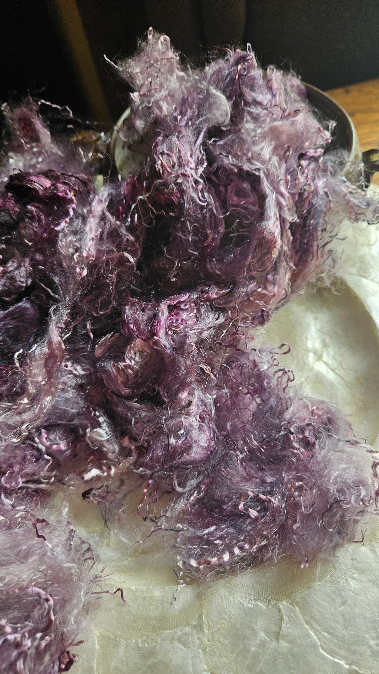 PURPURITE - hand-dyed eucalyptus crimp faux-silk for art yarn embellishing, fiber blending, felting, and papermaking - 2 oz | 57 g