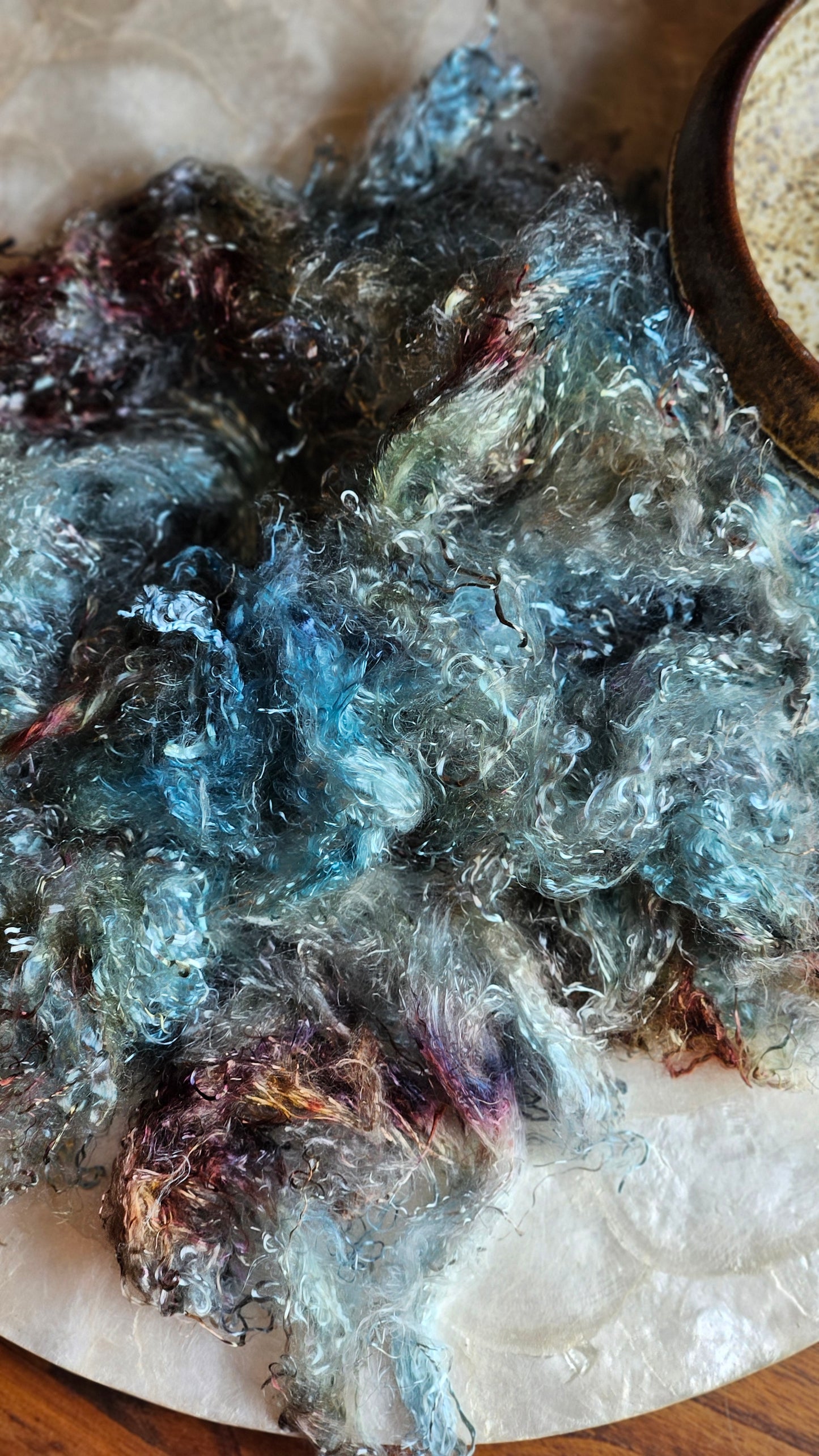 GRANDIDIERITE - hand-dyed eucalyptus crimp faux-silk for art yarn embellishing, fiber blending, felting, and papermaking - 2 oz | 57 g