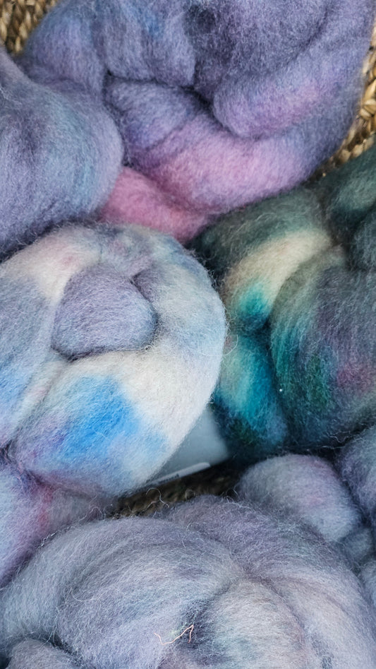 Dove - hand dyed domestic wool roving for felting and blending - 2 ounces | 57 grams