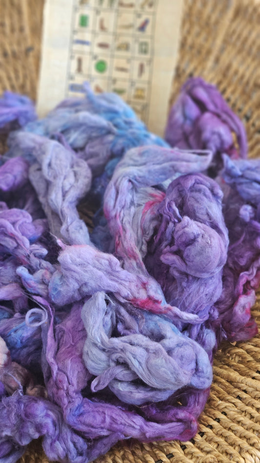 MEMPHIS Hand-Dyed Organic Extra Fine Cotton Noil for fiber art, texture blending, and papermaking - 1 ounce | 28 grams