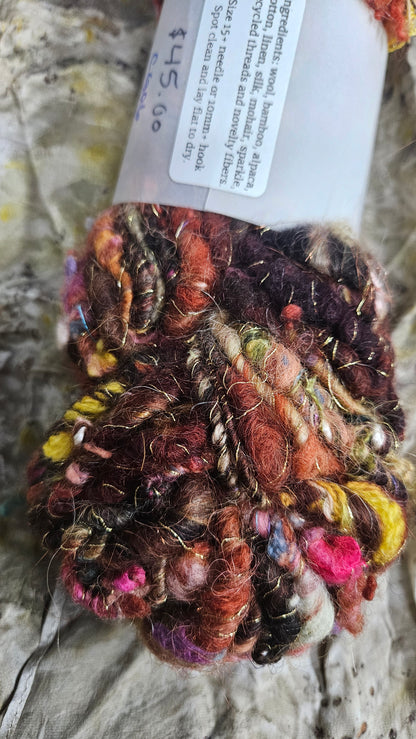 Handspun Bulky Art Yarn - Cinnamon Grove 06