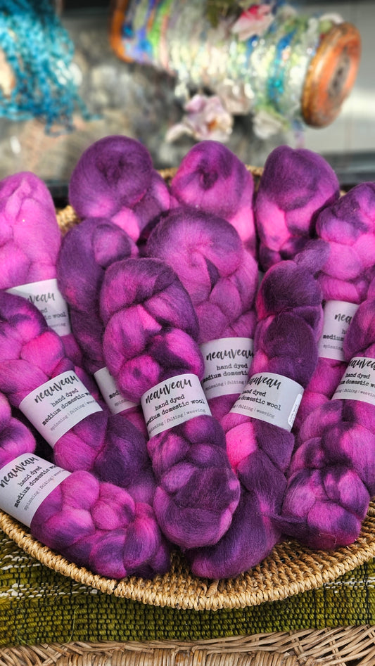 Galah - hand dyed domestic wool roving for felting and blending - 2 ounces | 57 grams