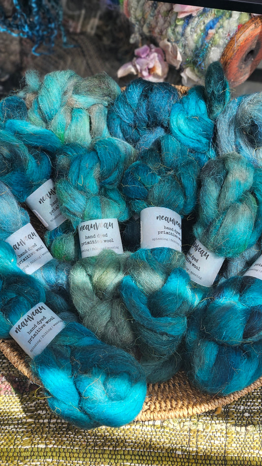 Saltbox - primitive hand dyed wool roving for felting and blending - 2 ounces | 57 grams