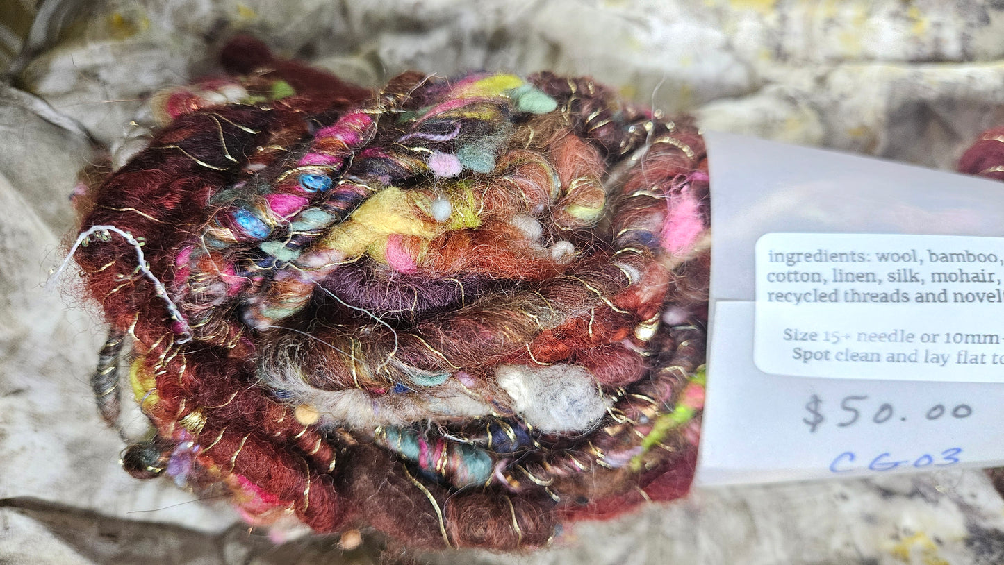 Handspun Bulky Art Yarn - Cinnamon Grove 03