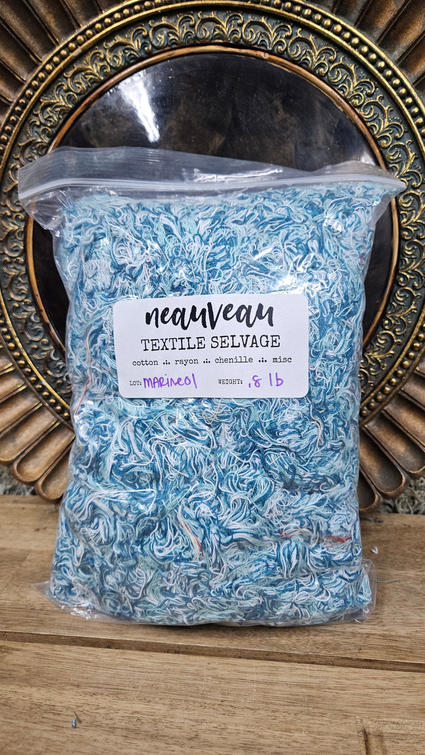 COASTAL SKIES - shaggy fringe ribbon for tapestry weaving and fiber art - MARINE0106 (.75 lb)