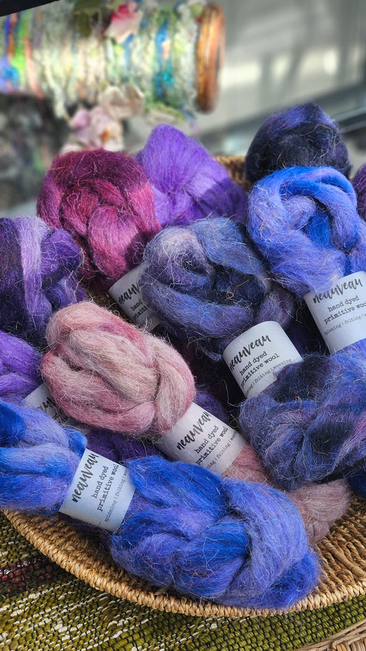 Brambleberry - primitive hand dyed wool roving for felting and blending - 2 ounces | 57 grams