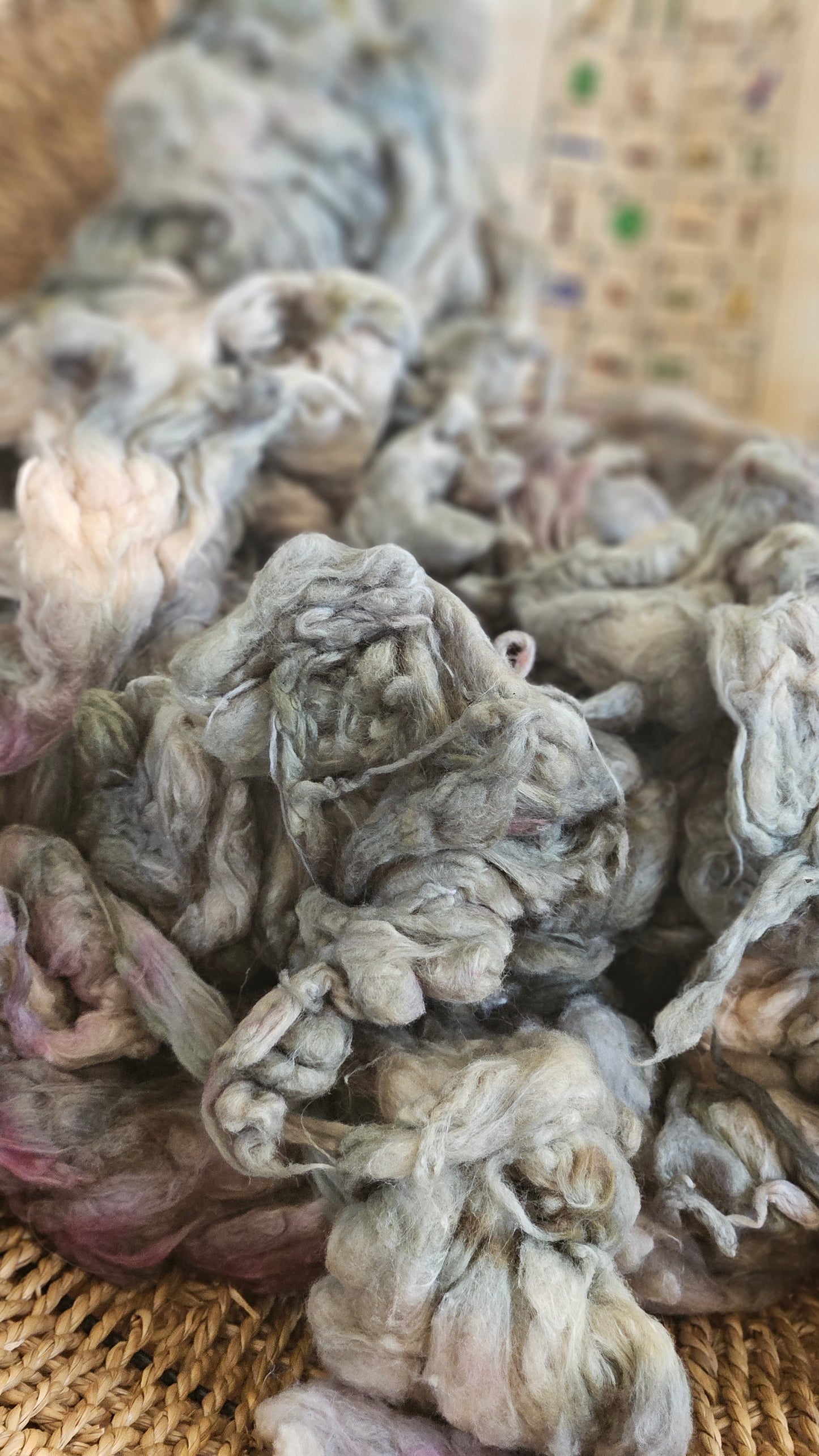 KHUFU Hand-Dyed Organic Extra Fine Cotton Noil for fiber art, texture blending, and papermaking - 1 ounce | 28 grams