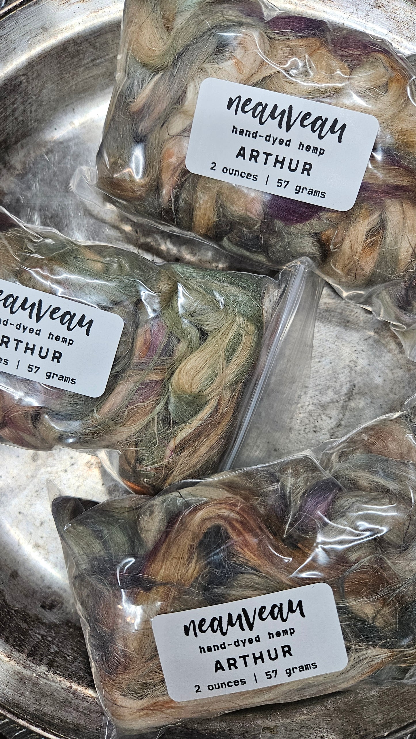 ARTHUR Hand-Dyed Fine Hemp for fiber art, texture blending, and papermaking - 2 ounces | 57 grams