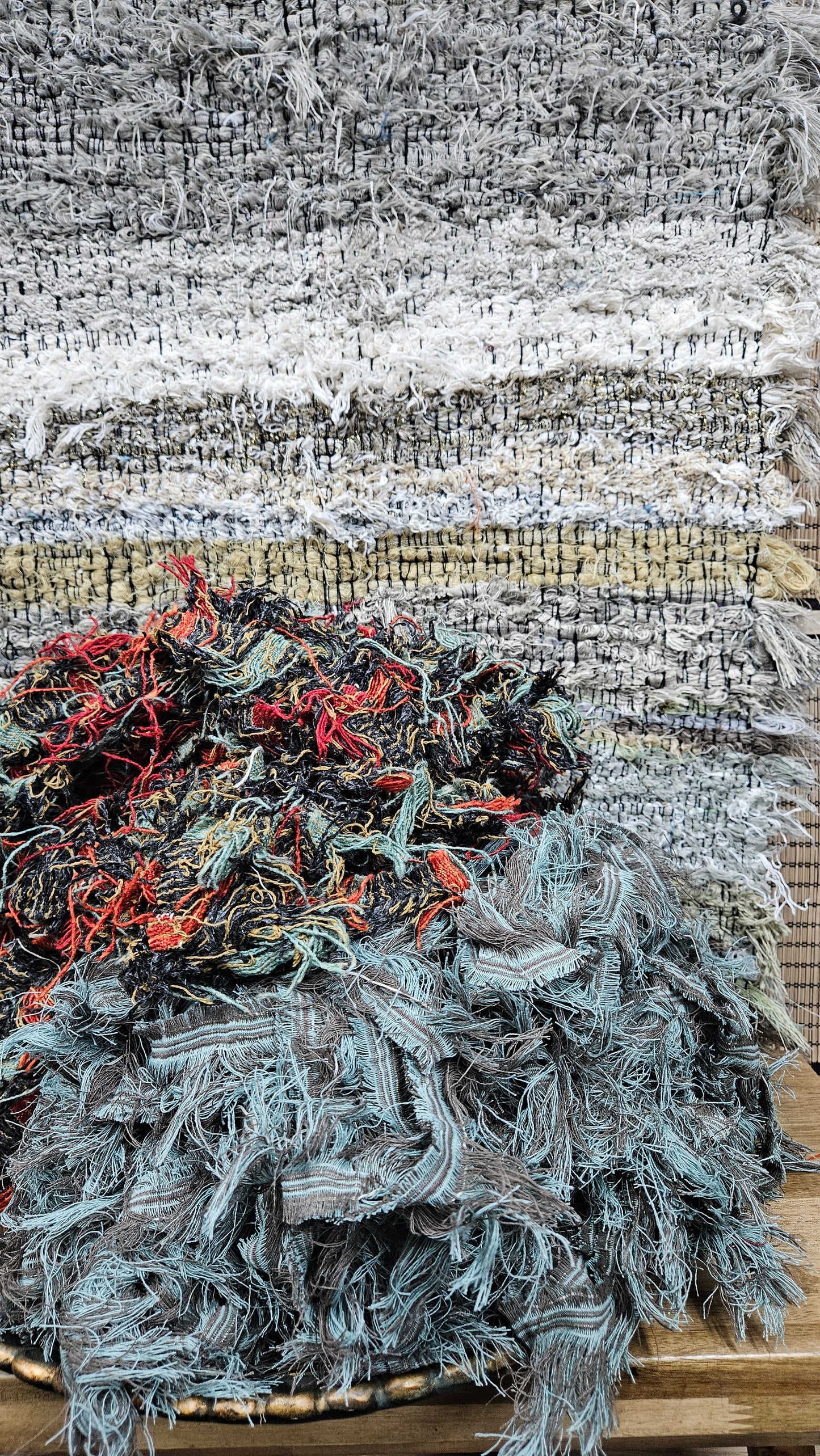 BULK 08 - shaggy fringe ribbon for tapestry weaving and fiber art - 4.5 POUNDS