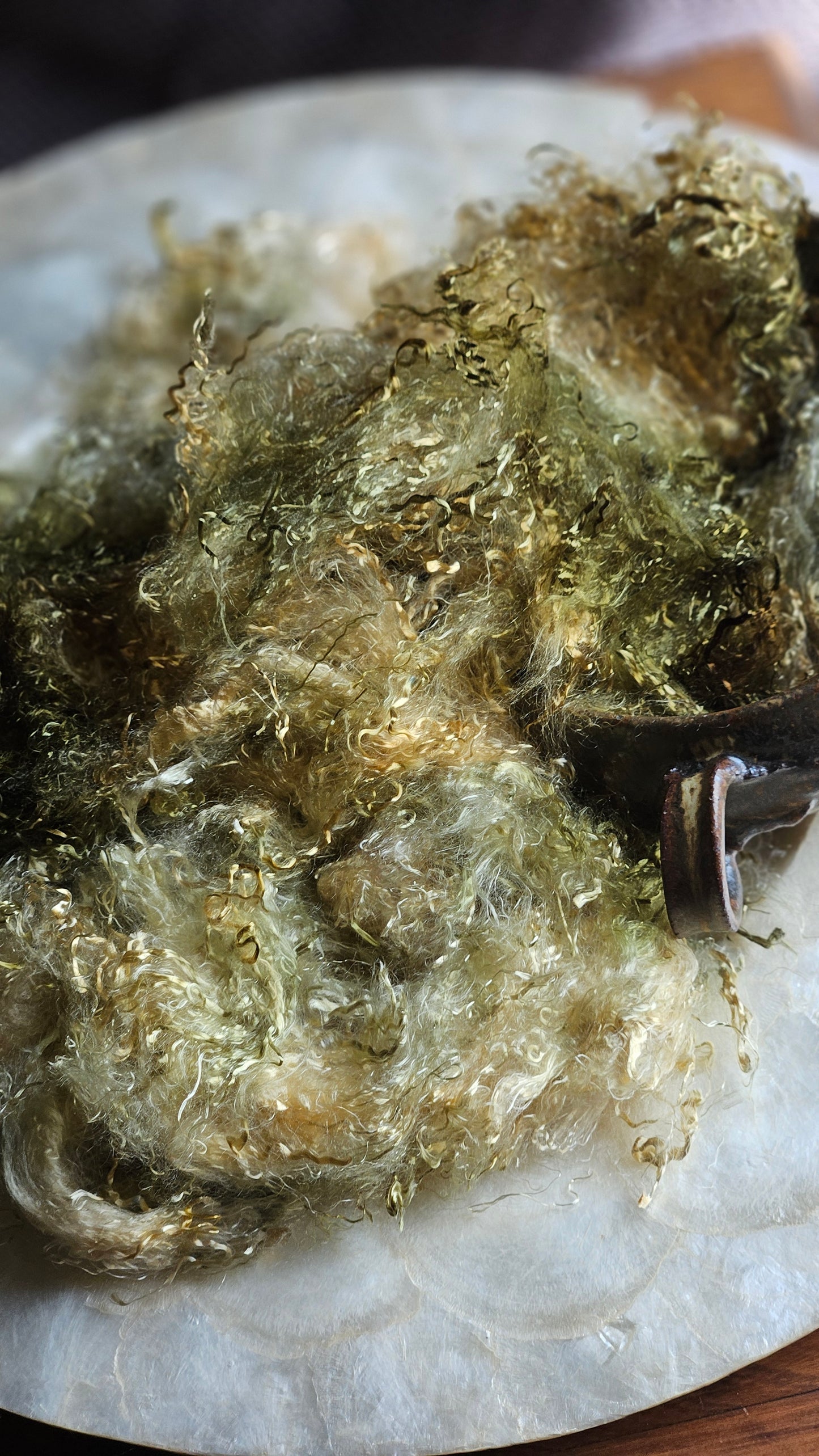 CHRYSOBERYL - hand-dyed eucalyptus crimp faux-silk for art yarn embellishing, fiber blending, felting, and papermaking - 2 oz | 57 g