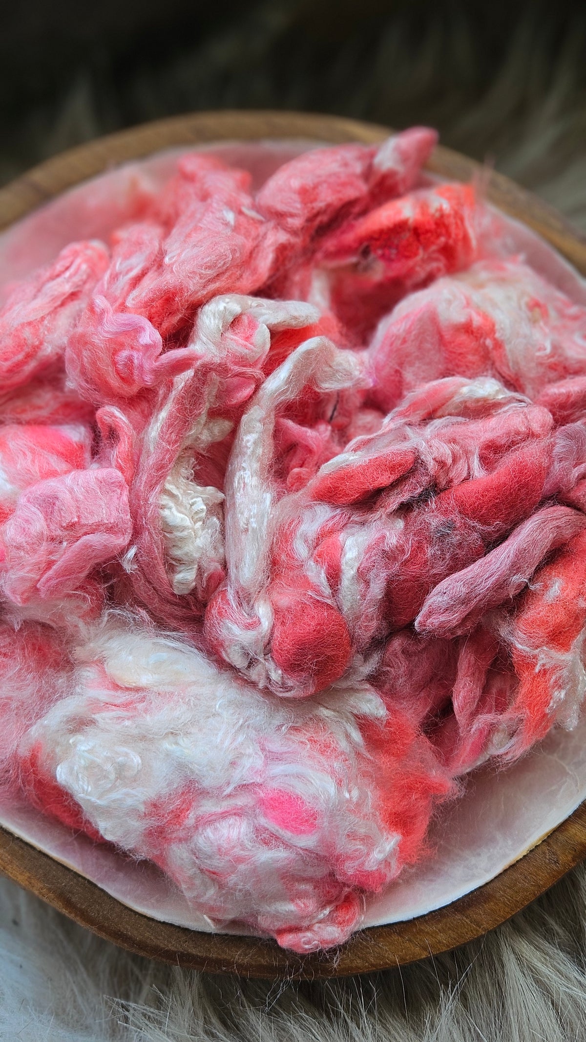 Mooncake - hand-dyed fine wool and silky bamboo mill ends - 5 oz |  142 g