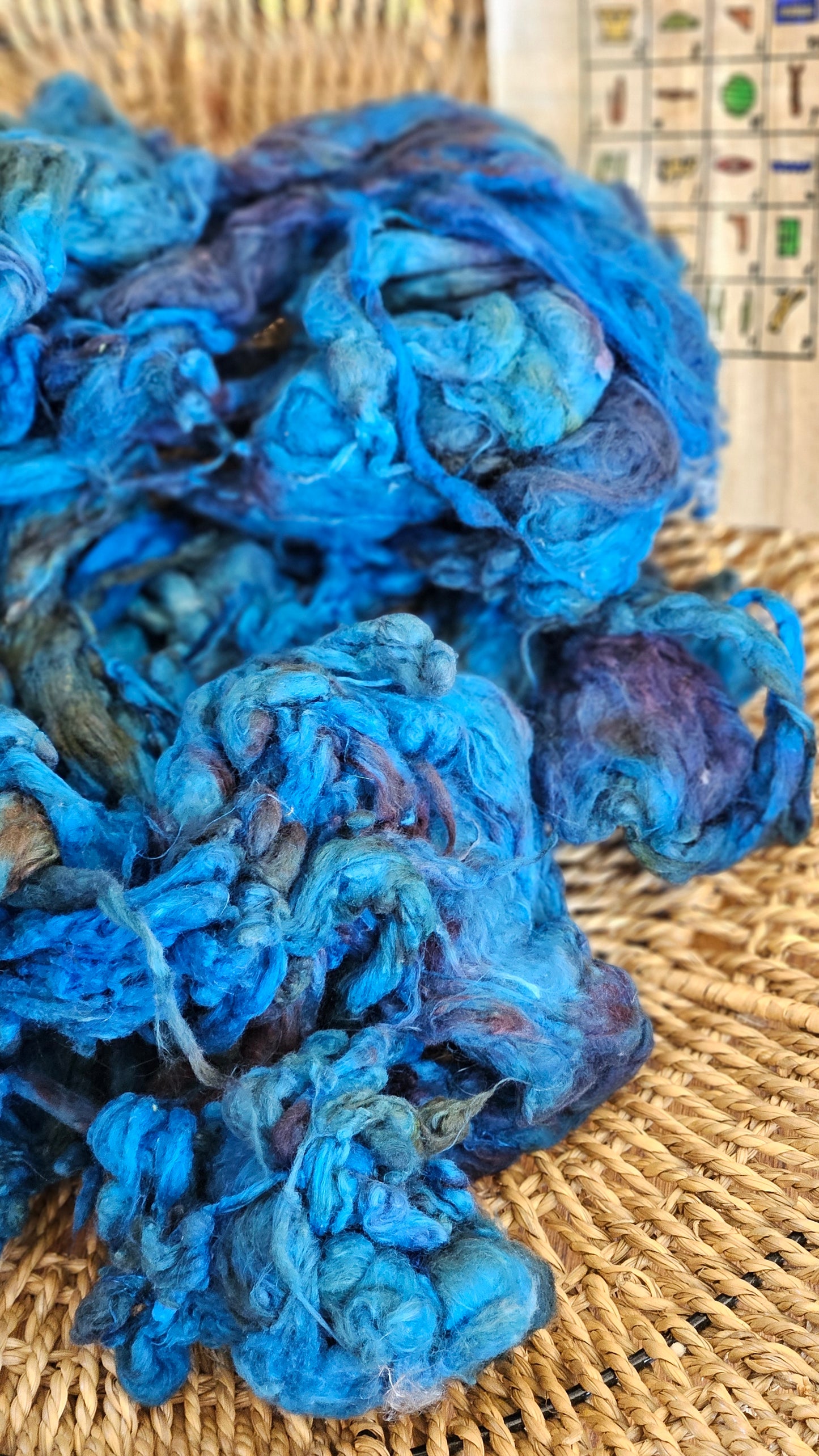 ISIS Hand-Dyed Organic Extra Fine Cotton Noil for fiber art, texture blending, and papermaking - 1 ounce | 28 grams